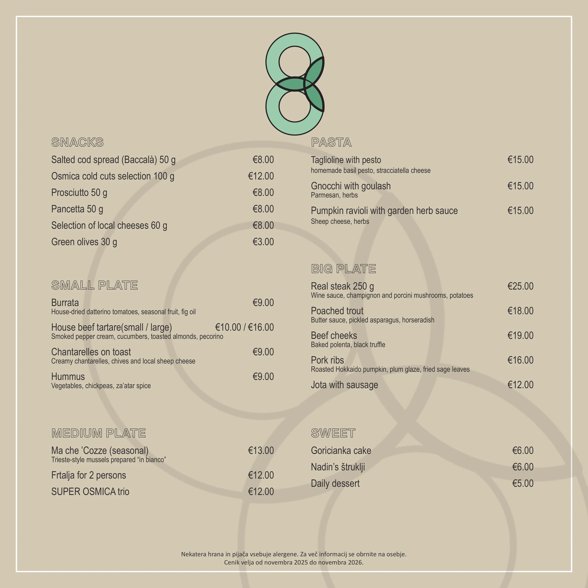 Super Osmica menu - page 1
