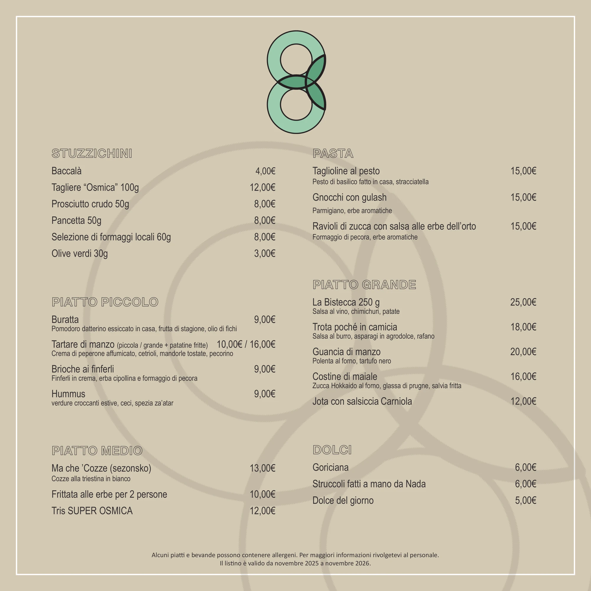 Super Osmica menu - pagina 1